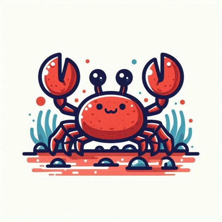 Cute crab. Sea animal. Vector illustration of a cartoon character.のイラスト素材