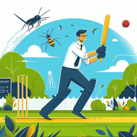 illustration of a cricket player batsman playing cricket on the fieldのイラスト素材