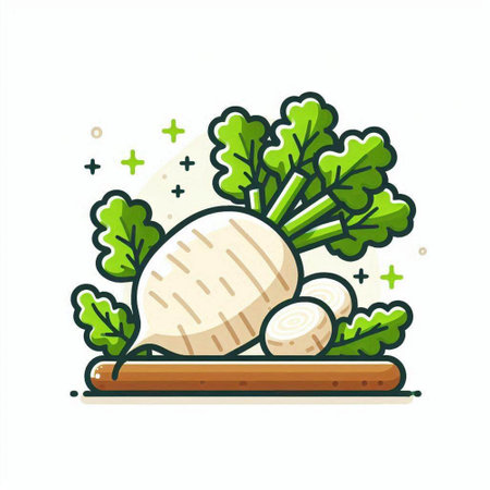Radish vector illustration in flat style. Vegetarian food concept.のイラスト素材