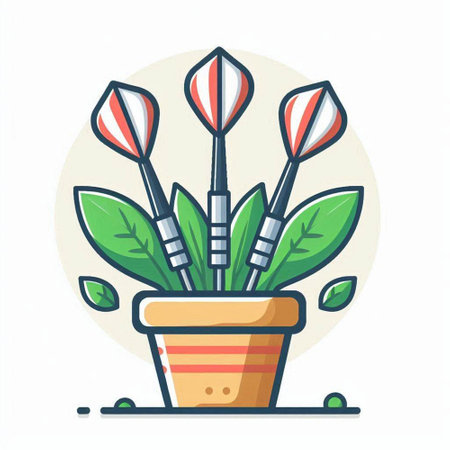 Darts in pot, vector illustration. Flat design style icon.のイラスト素材