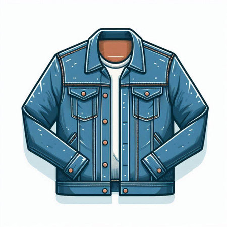 Denim jacket. Vector illustration. Isolated on white background.のイラスト素材