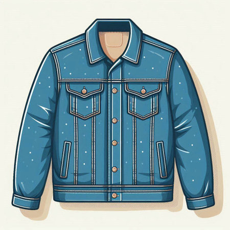 Denim jacket with pockets. Vector illustration of a stylish jacket.のイラスト素材