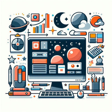 Vector illustration of modern flat design concept for website and mobile website development, development, programming, social mediaeting.のイラスト素材