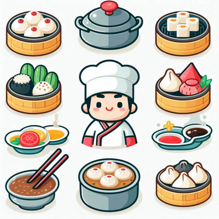 cartoon japanese food icon set - vector eps10のイラスト素材