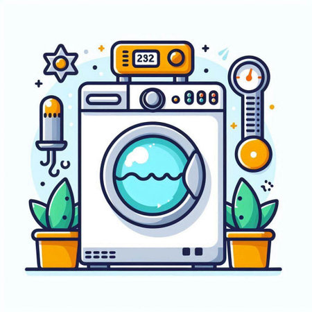 Washing machine. Laundry service. Vector illustration in flat styleのイラスト素材