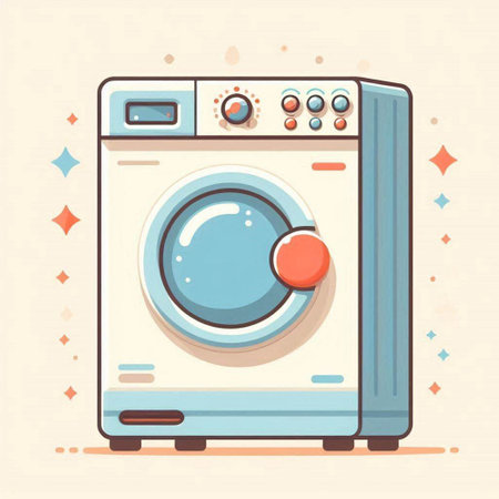 Washing machine. Vector illustration in flat style. Modern household appliances.のイラスト素材