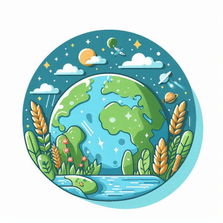 Illustration of the planet earth in the circle. Vector illustration.のイラスト素材