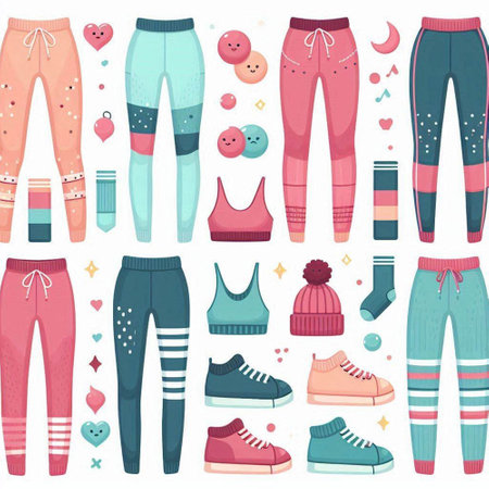 Vector set of clothes and accessories for children. Illustration in cartoon style.のイラスト素材