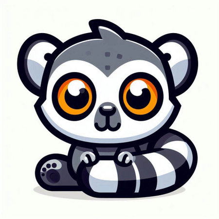 Cute lemur cartoon vector illustration isolated on a white background.のイラスト素材