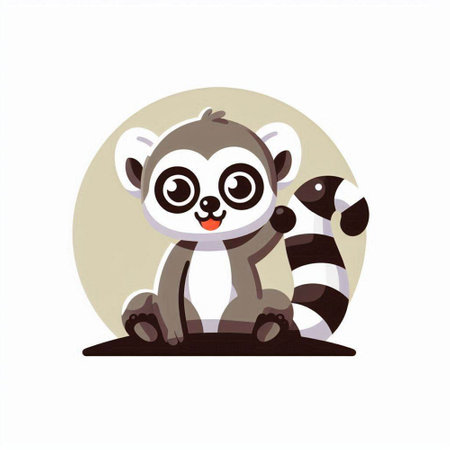 Cute cartoon lemur. Vector illustration of a funny animal.のイラスト素材