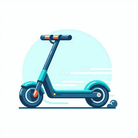 Modern scooter in flat style on white background. Vector illustration.のイラスト素材