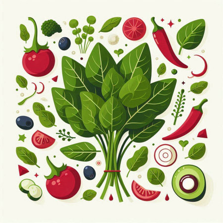Vegetable and Herb Healthy Food Concept. Vector Illustration.のイラスト素材