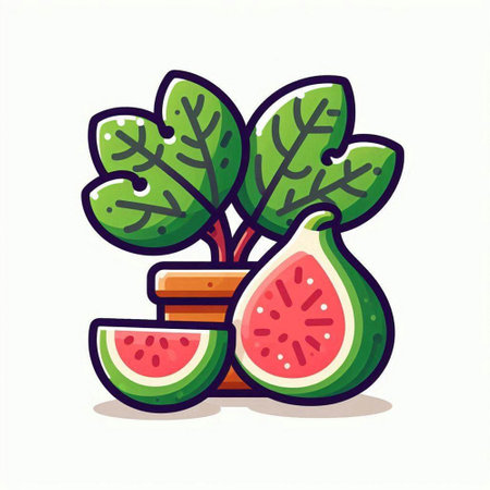Figs and figs. Vector illustration in flat cartoon style.のイラスト素材