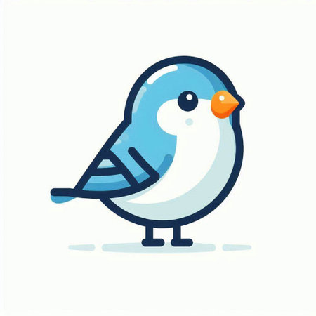 Cute little bird. Vector illustration in flat style. Isolated on white background.のイラスト素材