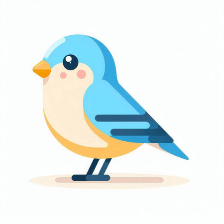 Cute little bird. Vector illustration in flat style. Isolated on white background.のイラスト素材