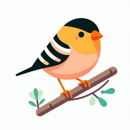 Cute little bullfinch sitting on a branch. Vector illustration.のイラスト素材