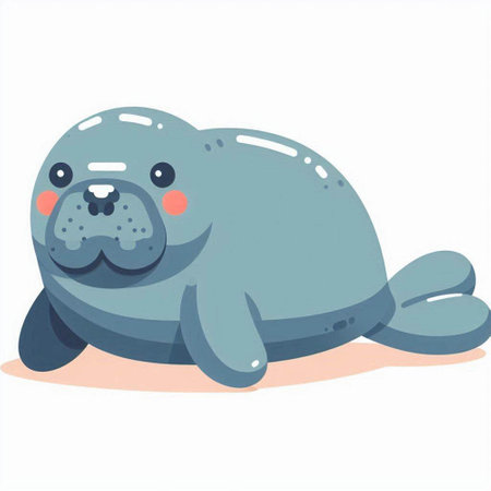 Vector illustration of a cute seal on a white background. Vector illustration.のイラスト素材