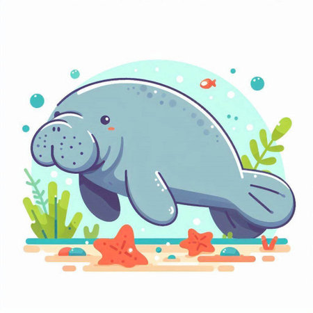 Cute cartoon seal on the seashore. Vector illustration.のイラスト素材