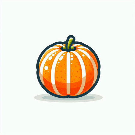 Pumpkin icon isolated on white background. Vector illustration in cartoon style.のイラスト素材