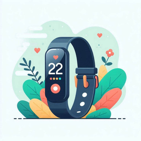 Smart watch with heart rate monitor. Vector illustration in flat style.のイラスト素材