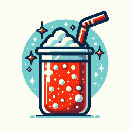 Cocktail with foam and bubbles. Vector illustration in flat styleのイラスト素材