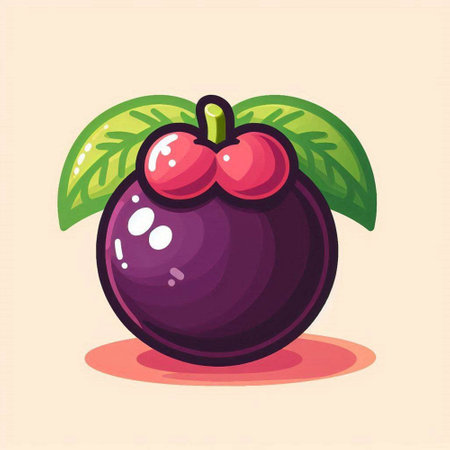 mangosteen fruit vector illustration. fresh mangosteen.のイラスト素材