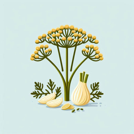 Illustration of a bunch of dill and garlic, vector illustrationのイラスト素材