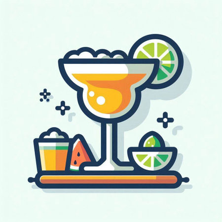 Cocktail flat icon. Alcoholic drinks and cocktails. Vector illustrationのイラスト素材
