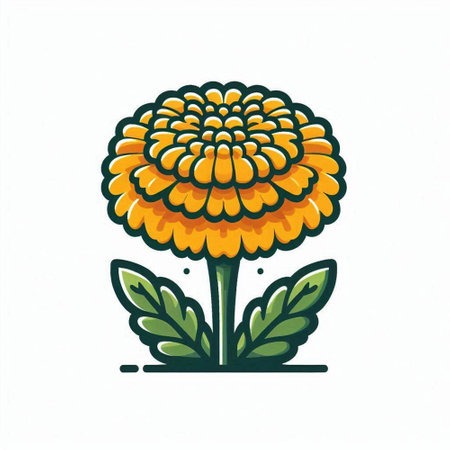 Marigold flower icon isolated on white background. Vector illustration.のイラスト素材