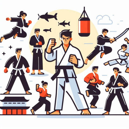 Tae Kwon Do or Karate Sport. Vector Illustrationのイラスト素材
