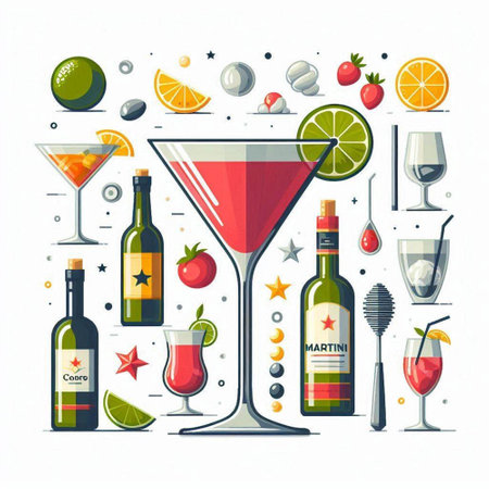 Cocktail bar. Colorful vector illustration in flat style.のイラスト素材