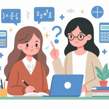 Young woman studying at home, online education concept, flat vector illustration.のイラスト素材