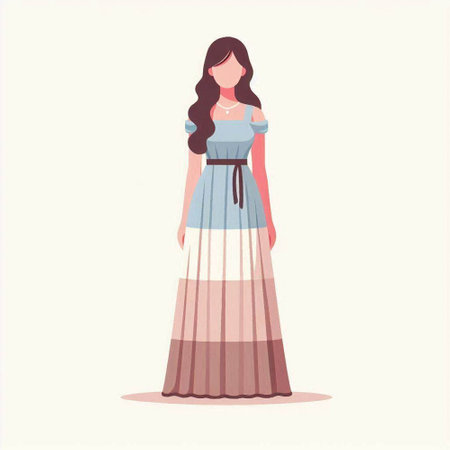 Beautiful woman in a dress. Vector illustration in a flat styleのイラスト素材