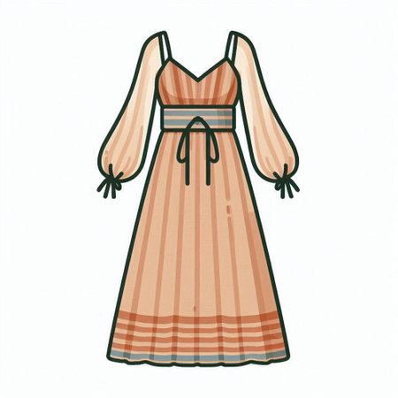Illustration of a dress with a pattern on a white background.のイラスト素材