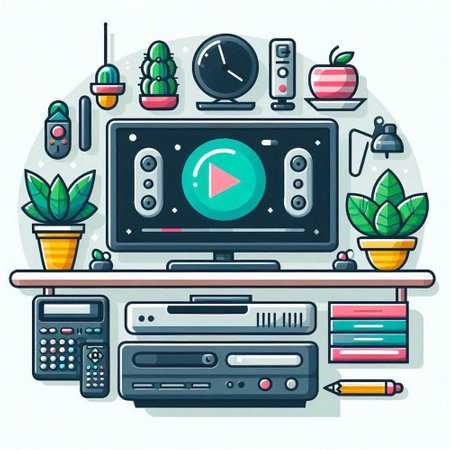 Vector illustration of video editing. Video editing, video editing, video editing, video editing.のイラスト素材