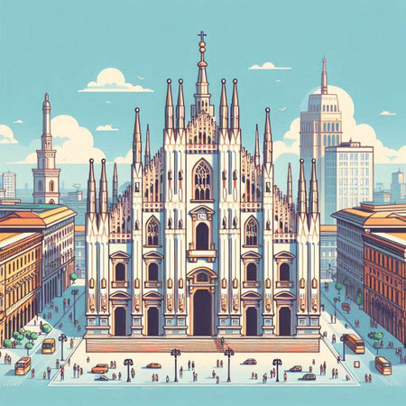 Sagrada Familia is a Roman Catholic cathedral in Barcelona, Spain.のイラスト素材