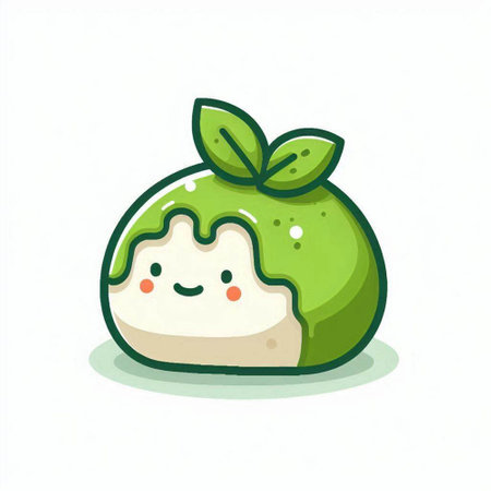 Cute kawaii green pomelo. Vector illustration.のイラスト素材