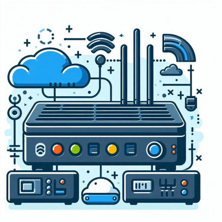 Vector illustration of modern digital technology. Internet and cloud computing concept.のイラスト素材