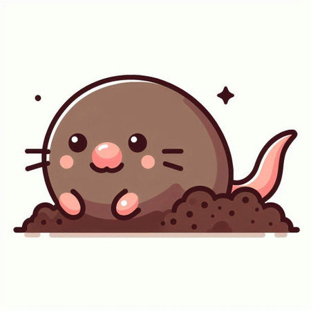 Funny mole in the ground. Vector illustration on white background.のイラスト素材