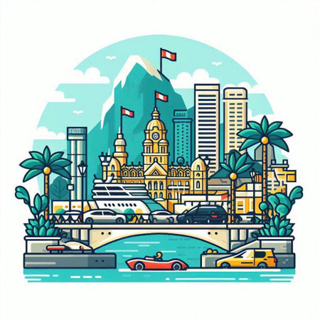 Cityscape of Kuala Lumpur, Malaysia. Vector illustration in flat styleのイラスト素材