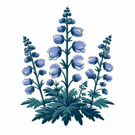 Blue lupine flowers isolated on white background. Vector illustration.のイラスト素材