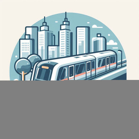Modern high-speed train on the background of the city. Vector illustration.のイラスト素材