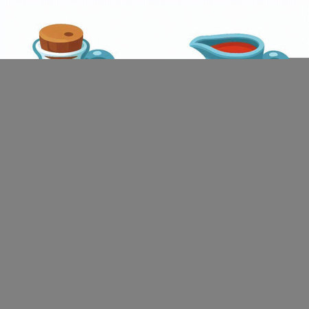 Illustration of a teapot and a cup of hot teaのイラスト素材