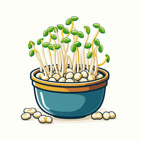Microgreens in a pot on a white background. Vector illustration.のイラスト素材
