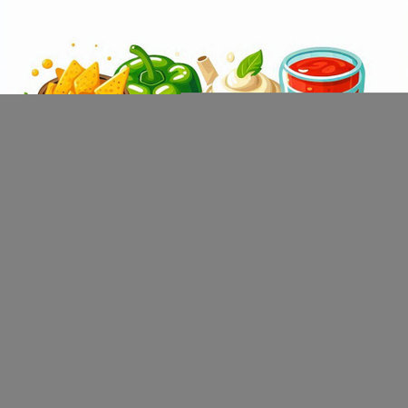 Vector illustration of a set of snacks and sauce on a white backgroundのイラスト素材