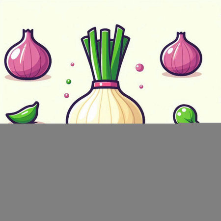 Illustration of a set of vegetables - onion, garlic and limeのイラスト素材