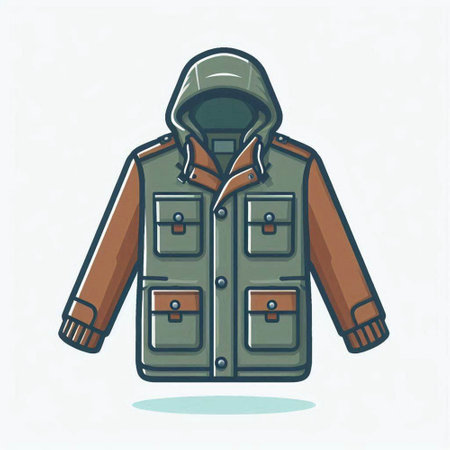 Vector illustration of a winter jacket on a white background. Cartoon style.のイラスト素材