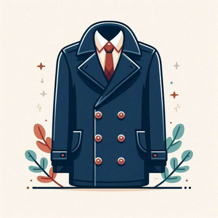 Men's coat with a bow. Vector illustration in flat style.のイラスト素材