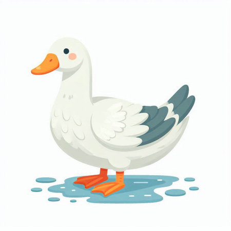 Duck on a white background. Vector illustration in cartoon style.のイラスト素材