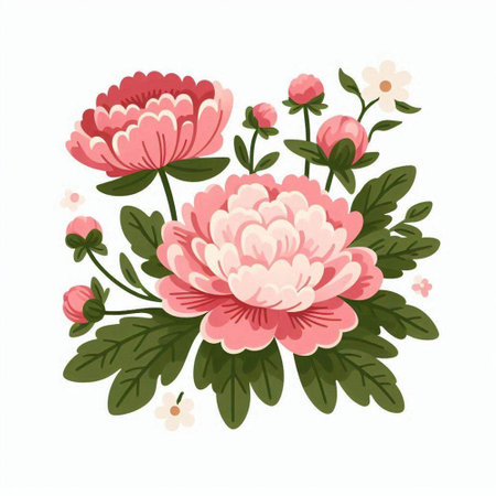 Vector illustration of a bouquet of chrysanthemums.のイラスト素材
